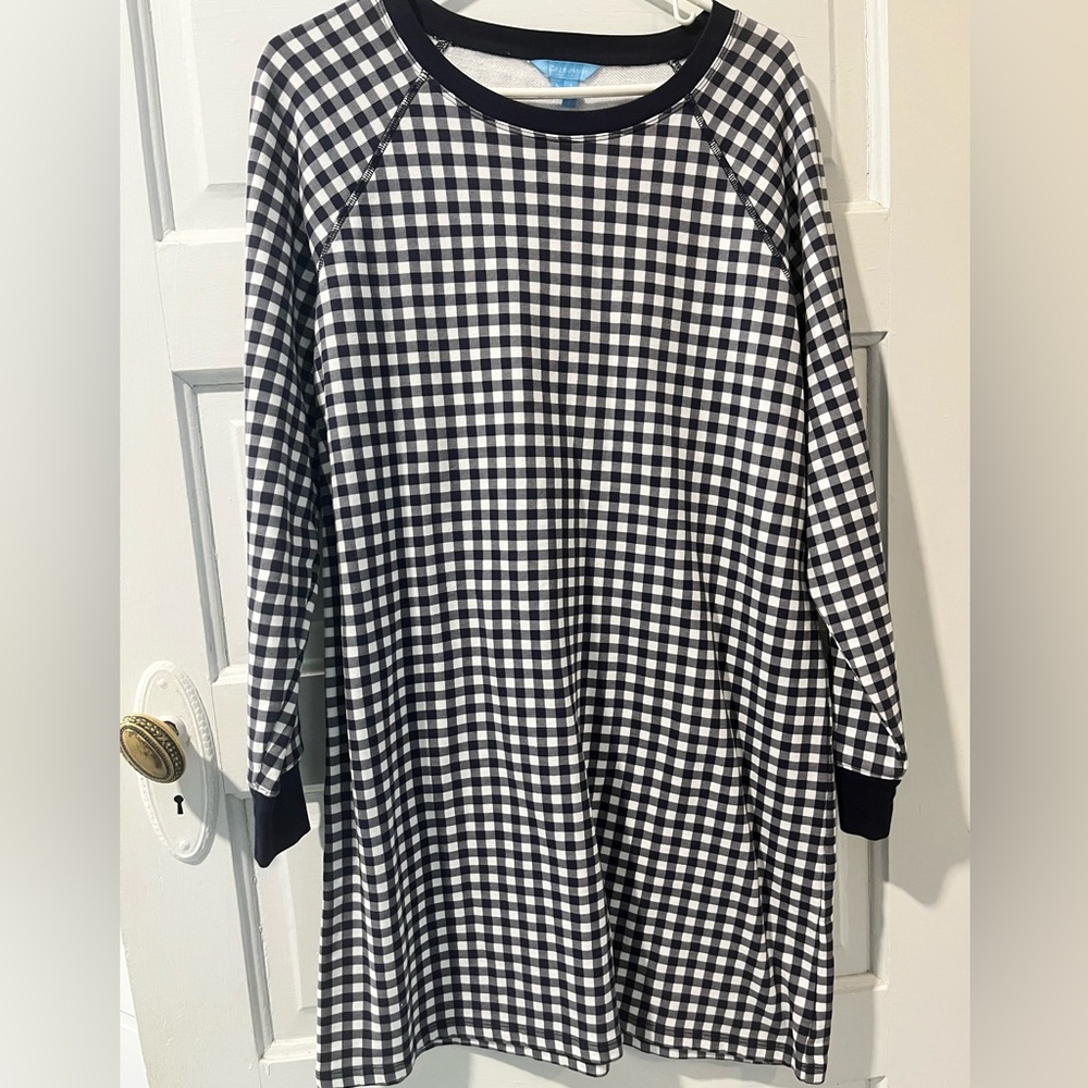 Draper James Navy and White Gingham Dress